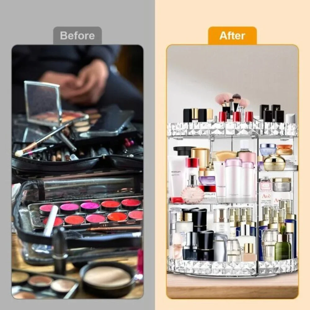 360° Rotating Makeup Organizer, 7-Layer Adjustable Large Capacity Cosmetic Stand